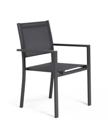 Fauteuil de jardin aluminium et textilène gris