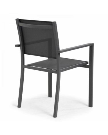 Fauteuil de jardin aluminium et textilène gris