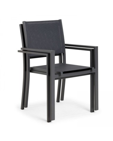 Fauteuil de jardin aluminium et textilène gris