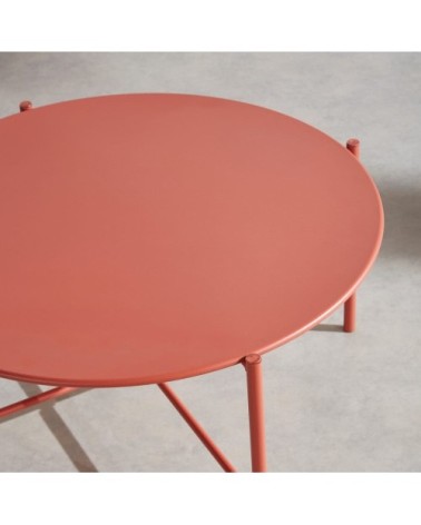 Table basse de jardin ronde en acier terracotta, D74 cm