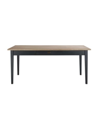 Table à manger coloris gris anthracite et naturel 8 personnes L180