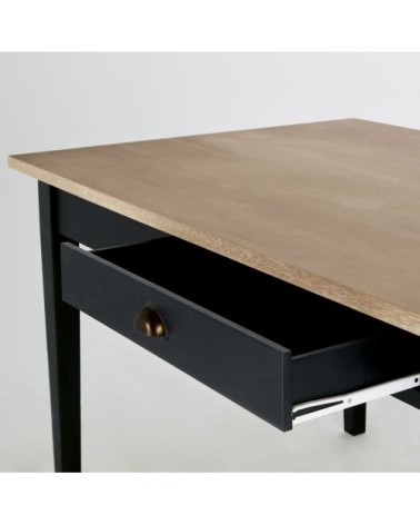 Table à manger coloris gris anthracite et naturel 8 personnes L180