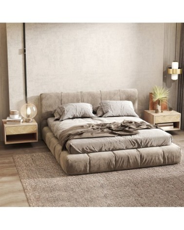 Lot de 2 tables de chevet murales tiroir panneau de particules naturel