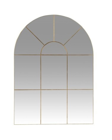 Miroir fenêtre arche en acier doré, 80x110 cm