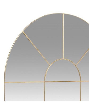 Miroir fenêtre arche en acier doré, 80x110 cm