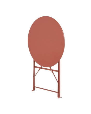 Table de jardin ronde pliante en acier terracotta 2 personnes