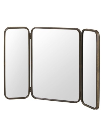 Miroir triptyque en métal noir 114x81