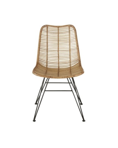 Chaise en rotin et métal noir