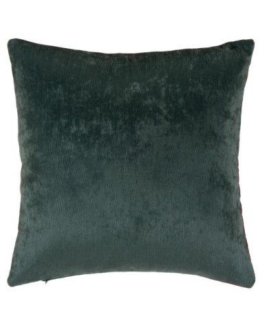 Housse de coussin multibandes vertes, rouges, gris clair et dorées, 40x40