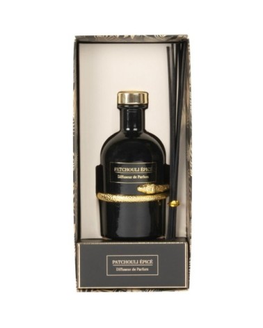 Diffuseur en verre noir et doré parfum bois épicé 200ML