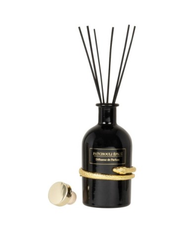 Diffuseur en verre noir et doré parfum bois épicé 200ML