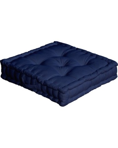 Coussin de sol uni en pur coton bleu marine 50 x 50