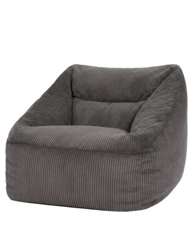 Pouf poire fauteuil velours côtelé gris anthracite