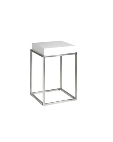Table d'appointen bois blanc et acier