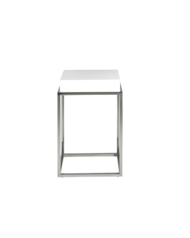 Table d'appointen bois blanc et acier