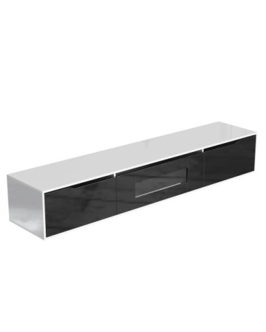 Meuble TV brillance noir et blanc avec éclairage LED à couleur 180x30