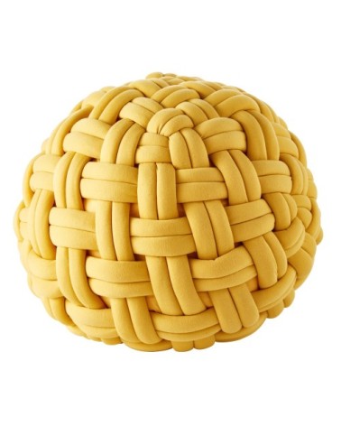 Pouf tressé jaune