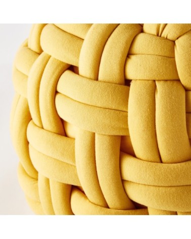 Pouf tressé jaune