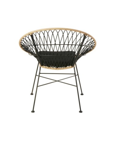 Fauteuil de jardin en résine noire et imitation rotin