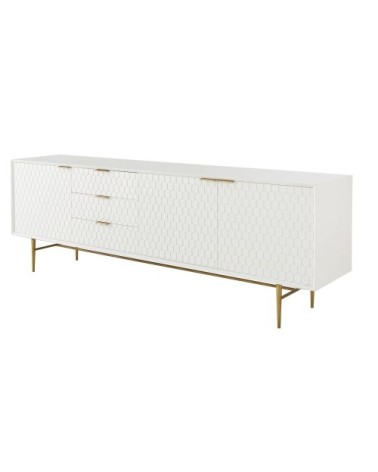 Buffet enfilade vintage 3 portes 3 tiroirs blanc