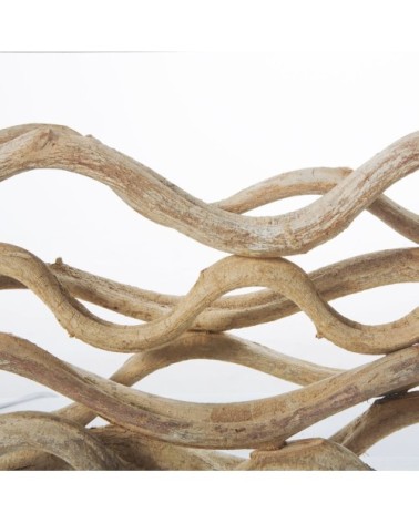 Lampe en bois flotté et abat-jour blanc