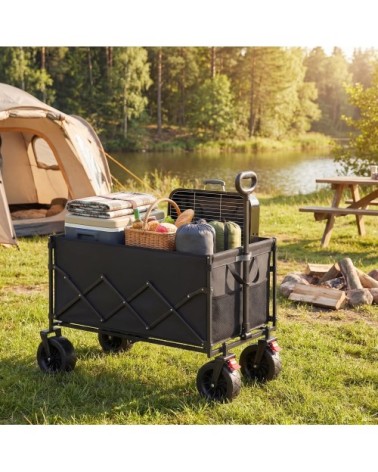 Outils de jardin pliable grande capacité 200l charge 180 kg noir