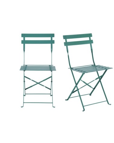 Chaises de jardin pliables en acier vert (x2)