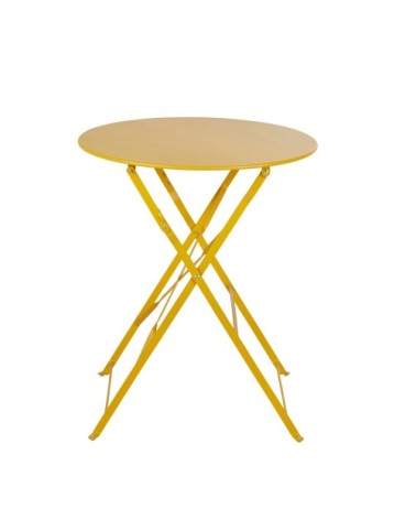 Table de jardin ronde pliable en acier jaune D60