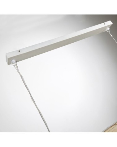 Suspension rampe 5 douilles en peuplier et métal blanc