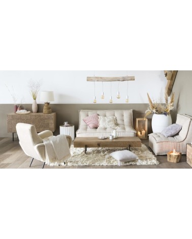 Suspension rampe 5 douilles en peuplier et métal blanc