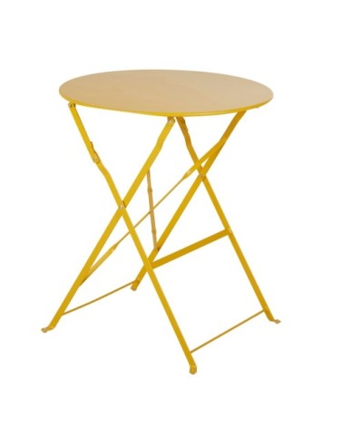 Table de jardin ronde pliable en acier jaune D60