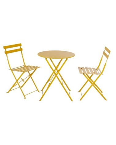 Table de jardin ronde pliable en acier jaune D60