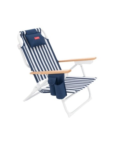 Chaise plage inclinable 5 positions aluminium bleu