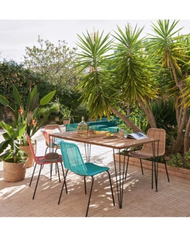 Chaise de jardin en résine coloris naturel et métal noir