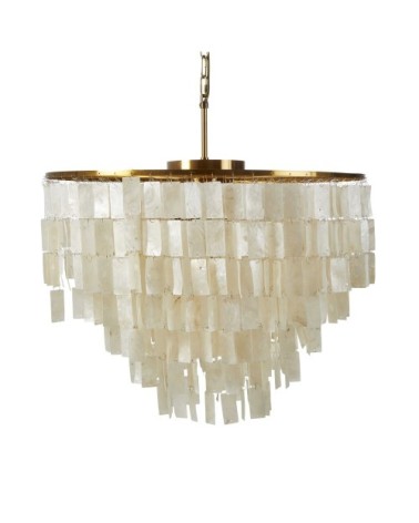 Suspension à pampilles en nacre blanche et métal doré mat