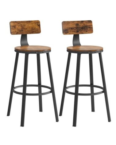 Tabourets de bar industriels lot de 2 marron rustique et noir