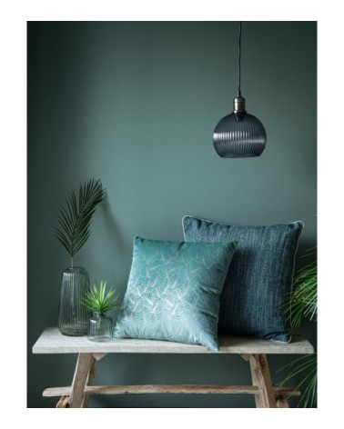 Coussin tissé jacquard bleu et vert 50x50