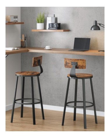 Tabourets de bar industriels lot de 2 marron rustique et noir