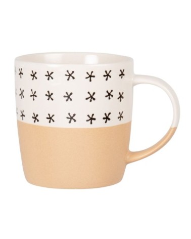 Mug en grès rose et blanc à motifs