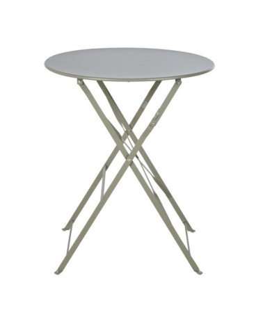 Table de jardin ronde pliante en acier vert kaki 2 personnes