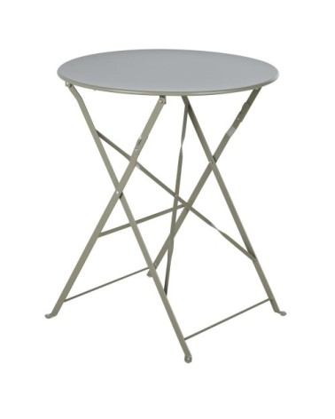 Table de jardin ronde pliante en acier vert kaki 2 personnes