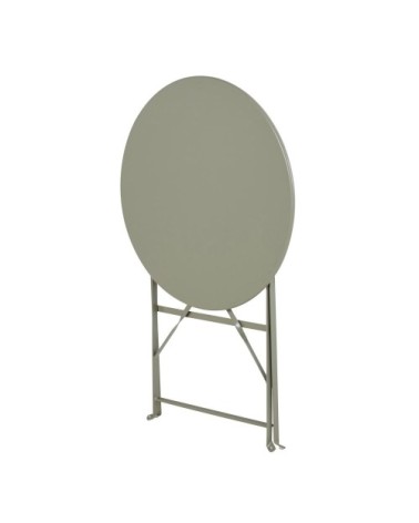 Table de jardin ronde pliante en acier vert kaki 2 personnes