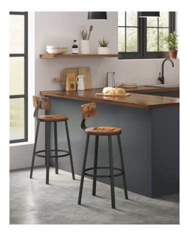 Tabourets de bar lot de 4 industriel cadre en métal marron