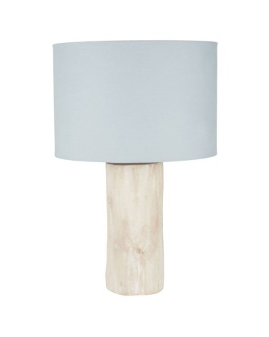 Lampe en bois d'eucalyptus et abat-jour en coton vert d'eau