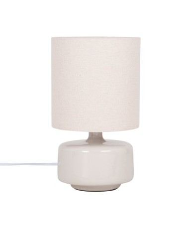 Lampe en céramique gris nuage et abat-jour en coton écru