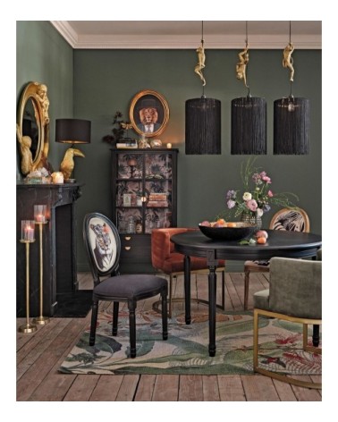 Lampe en métal noir et toucan doré H66