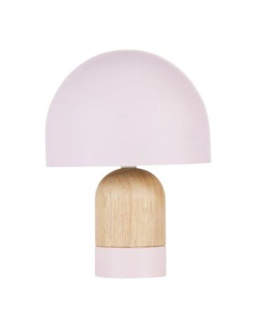 Lampe en bois de chêne et métal mauve H28