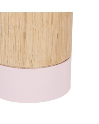 Lampe en bois de chêne et métal mauve H28