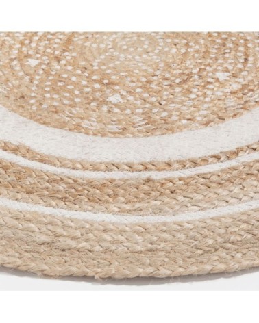 Tapis rond en coton blanc et jute D.90cm LEIGH