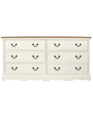 Commode double 6 tiroirs crème